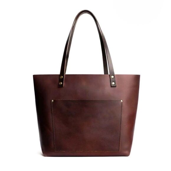 Portland Leather Cognac Large Tote With Zipper NWT - Picture 1 of 12